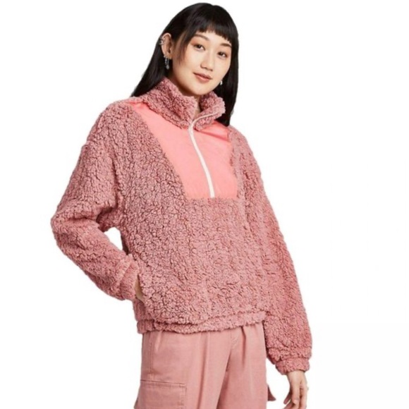 NWT Wild Fable Quarter Zip Pullover Sherpa Jacket - Picture 2 of 8